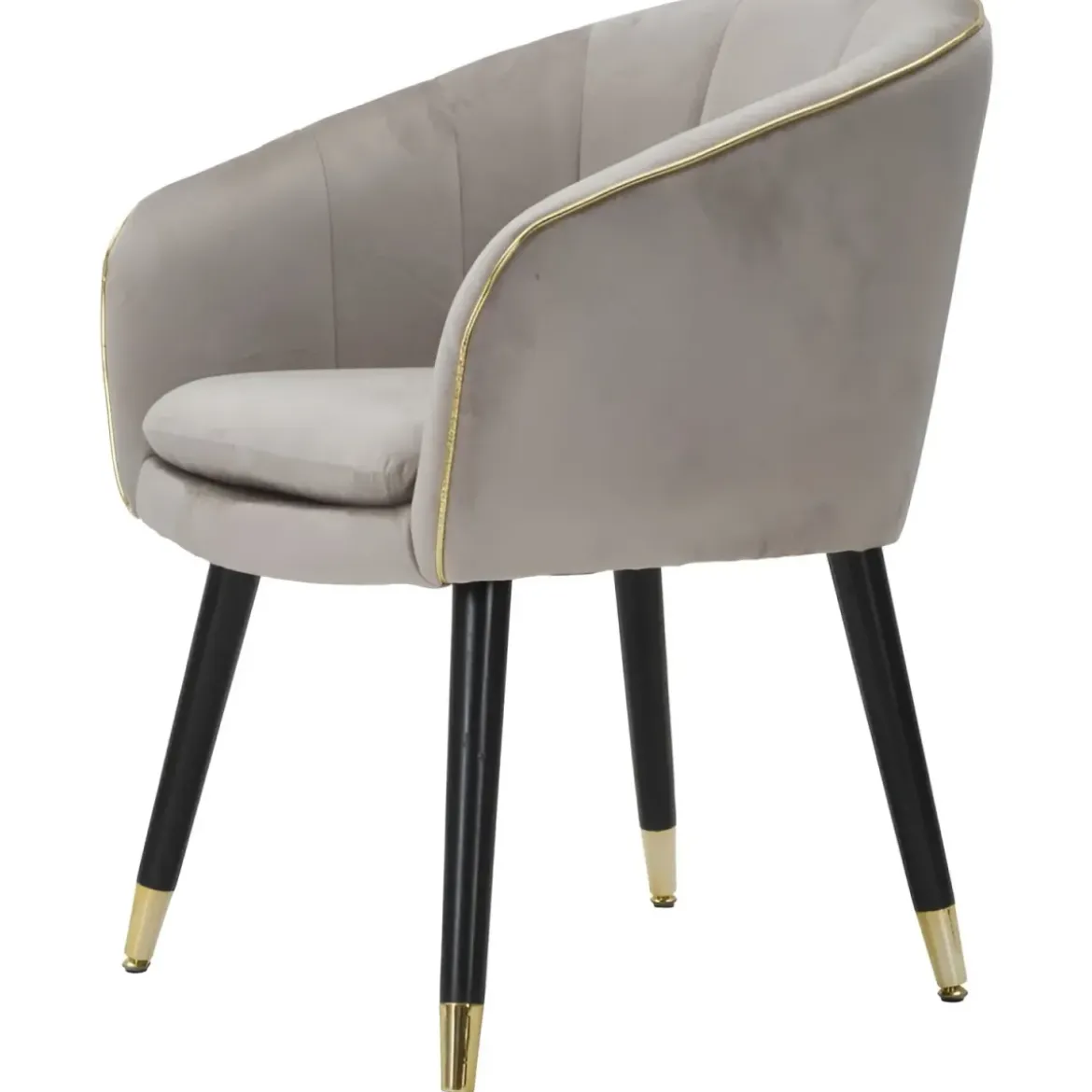 Poltrona in Tessuto Grigio Struttura Metallo Nero Oro Sedia da Pranzo
