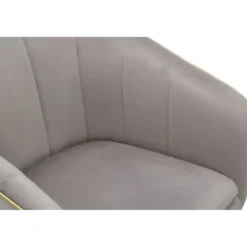 Poltrona in Tessuto Grigio Struttura Metallo Nero Oro Sedia da Pranzo