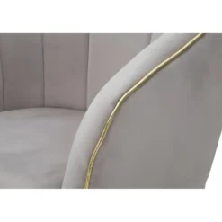 Poltrona in Tessuto Grigio Struttura Metallo Nero Oro Sedia da Pranzo