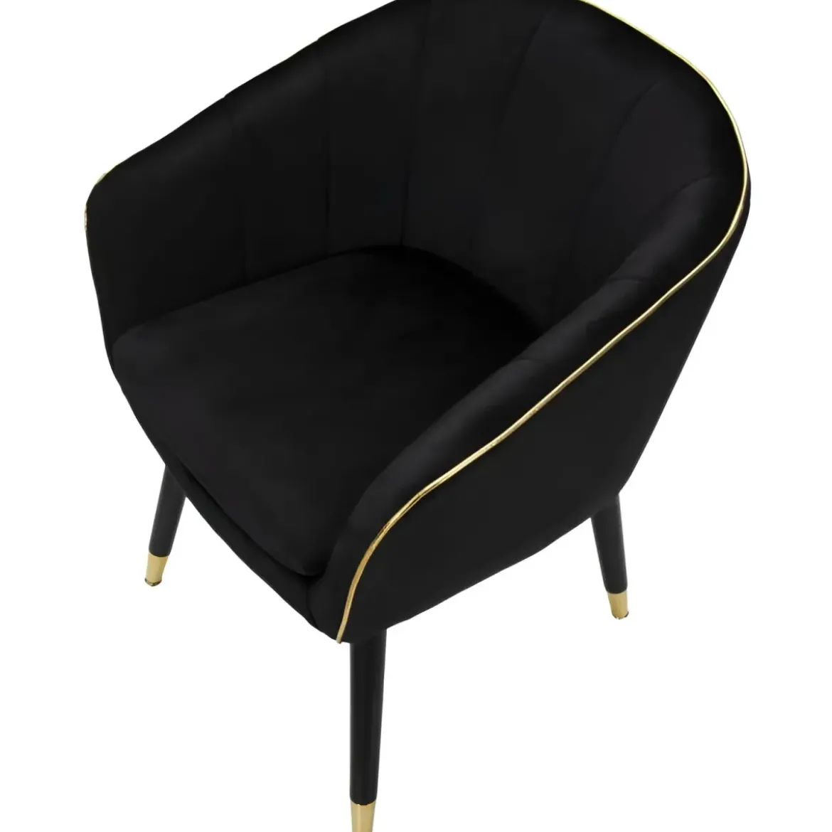 Poltrona in Tessuto Struttura in Metallo Nero Oro Sedia da Pranzo