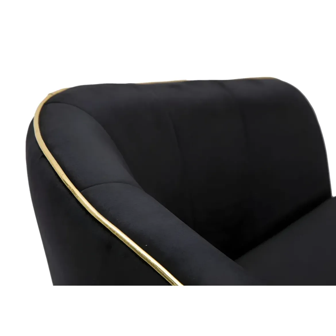 Poltrona in Tessuto Struttura in Metallo Nero Oro Sedia da Pranzo
