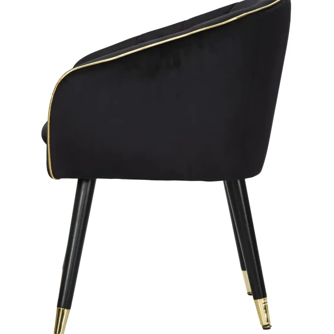 Poltrona in Tessuto Struttura in Metallo Nero Oro Sedia da Pranzo