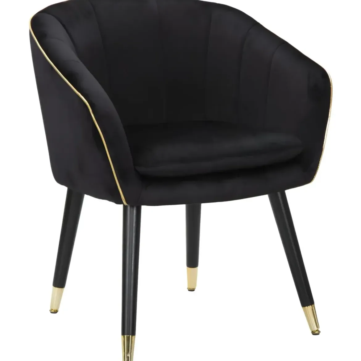 Poltrona in Tessuto Struttura in Metallo Nero Oro Sedia da Pranzo