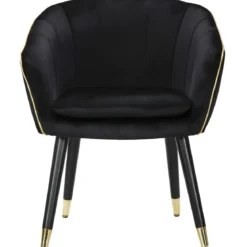 Poltrona in Tessuto Struttura in Metallo Nero Oro Sedia da Pranzo