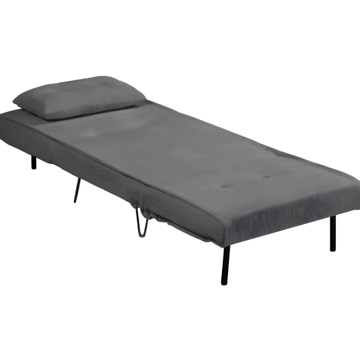 Poltrona Letto senza Braccioli colore Grigio con piedini in Metallo