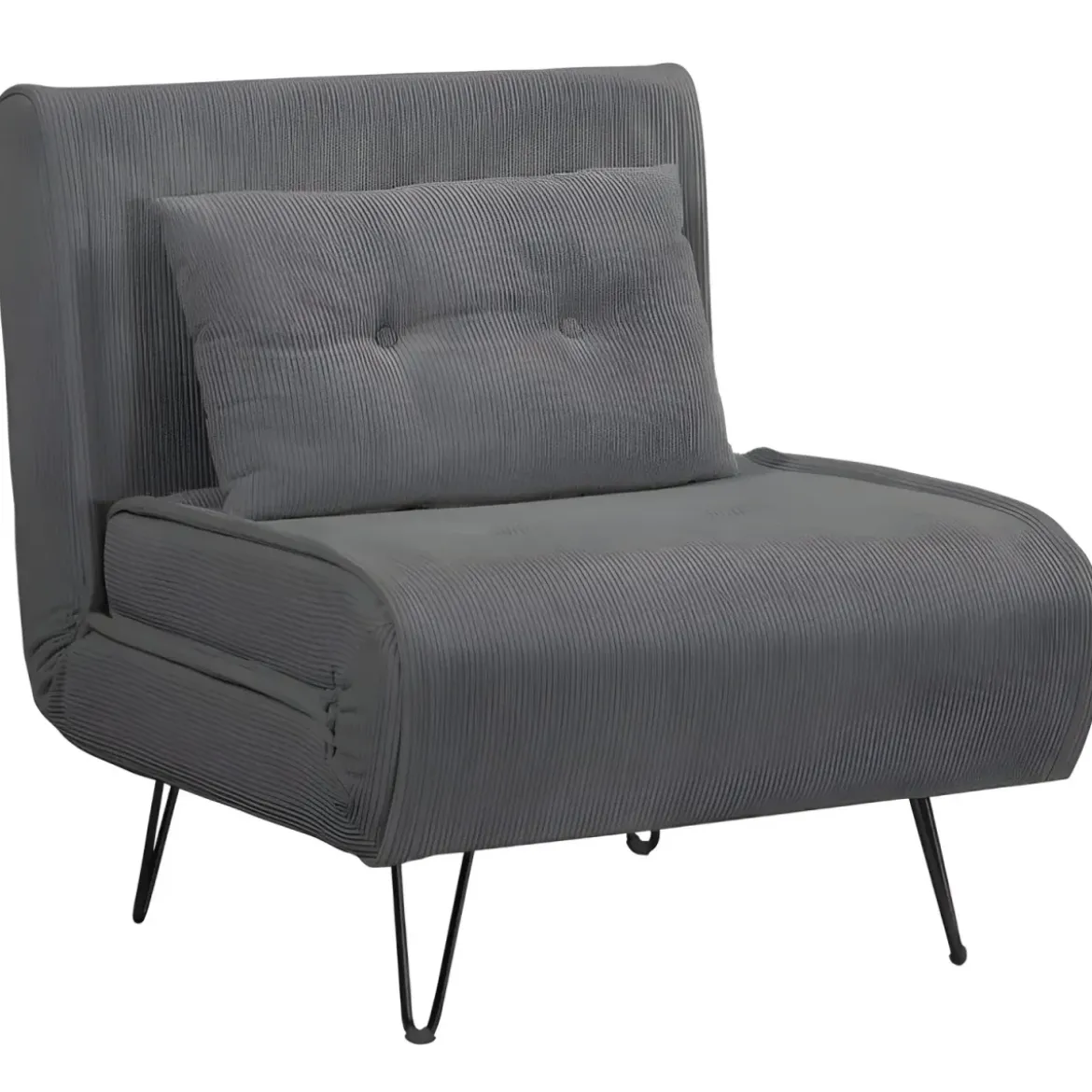 Poltrona Letto senza Braccioli colore Grigio con piedini in Metallo