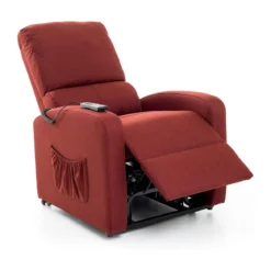 Poltrona per Anziani Alzapersona in Tessuto Rosso Elettrica Reclinabile Relax