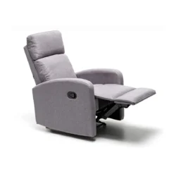 Poltrona Reclinabile Blu in Tessuto Relax Manuale Letto da Salotto Poggiapiedi
