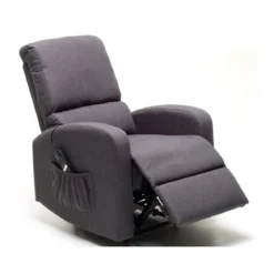 Poltrona Reclinabile Elettrica in Tessuto Blu Jeans Relax Poggiapiedi Salotto