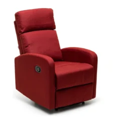 Poltrona Reclinabile Rossa in Tessuto Relax Manuale Letto da Salotto Poggiapiedi