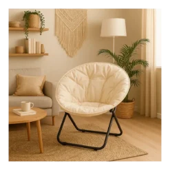 Poltrona Relax Beige in Acciaio e Poliestere da Interno ed Esterno