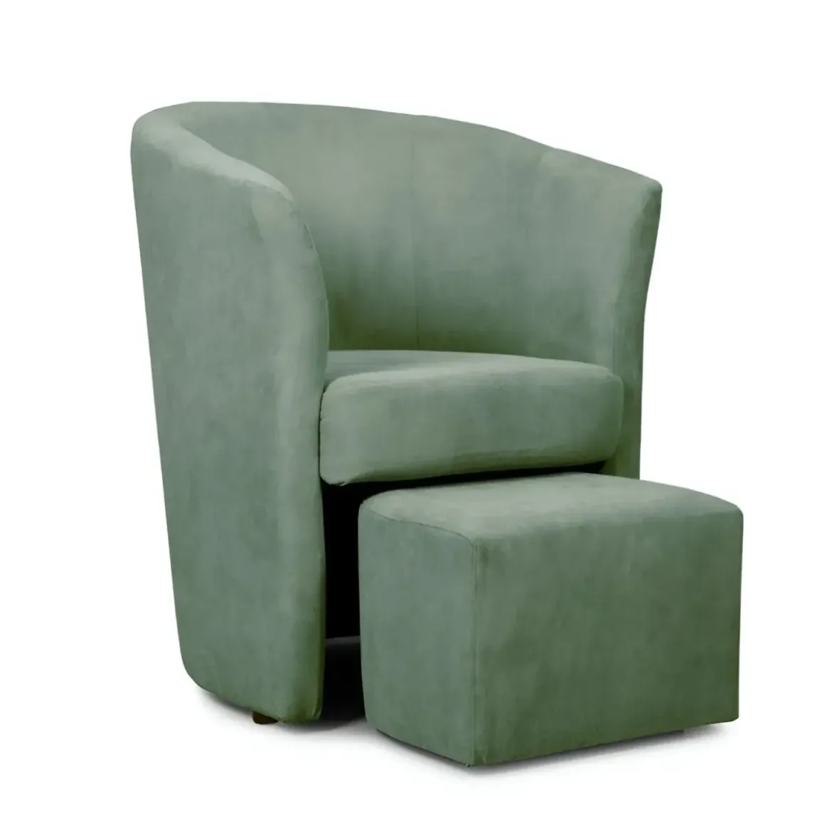 Poltrona Relax in Tessuto Verde Acqua con Pouf Estraibile Salvaspazio