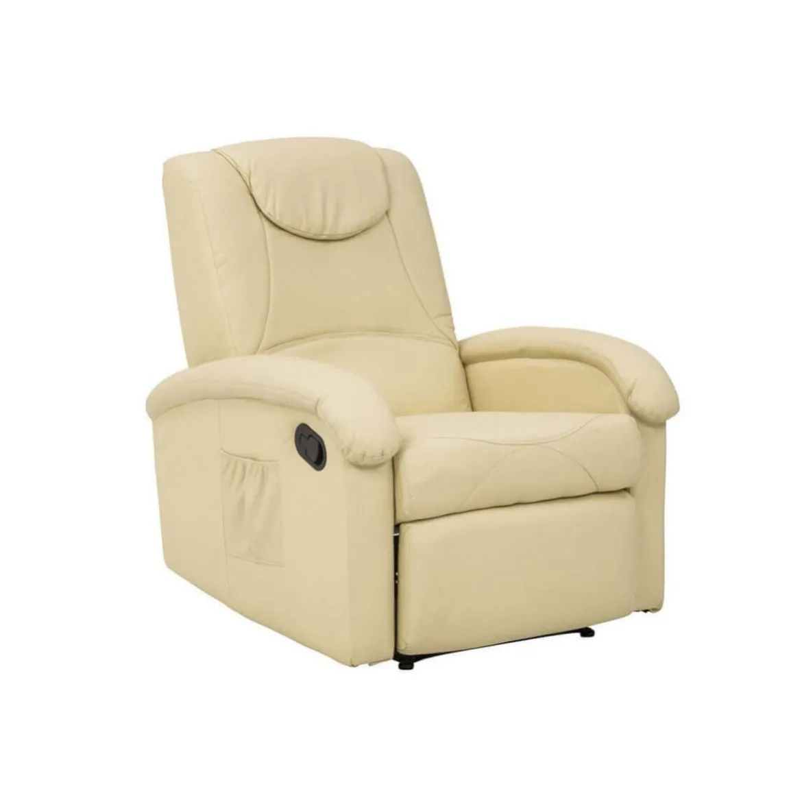 Poltrona Relax Manuale Reclinabile in Ecopelle Beige con Braccioli