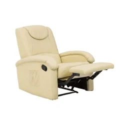 Poltrona Relax Manuale Reclinabile in Ecopelle Beige con Braccioli