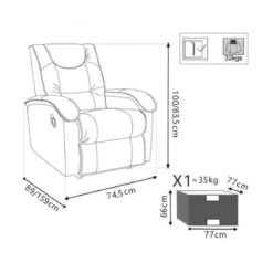 Poltrona Relax Manuale Reclinabile in Ecopelle Beige con Braccioli