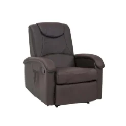 Poltrona Relax Manuale Reclinabile in Ecopelle Marrone con Braccioli