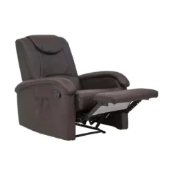 Poltrona Relax Manuale Reclinabile in Ecopelle Marrone con Braccioli