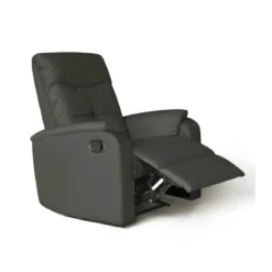 Poltrona Relax Manuale Reclinabile in Ecopelle Grigio con Braccioli