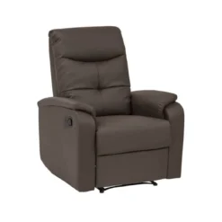 Poltrona Relax Manuale Reclinabile in Ecopelle Marrone con Braccioli