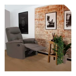 Poltrona Relax Manuale Reclinabile in Ecopelle Marrone con Braccioli