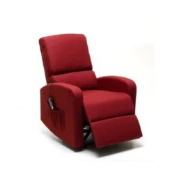 Poltrona Relax Reclinabile in Tessuto Rosso Elettrica Poggiapiedi Sofa Salotto