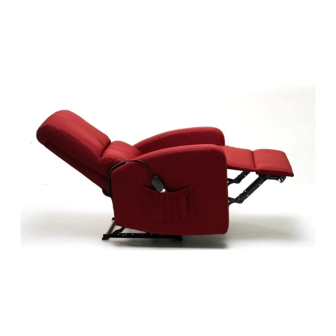 Poltrona Relax Reclinabile in Tessuto Rosso Elettrica Poggiapiedi Sofa Salotto