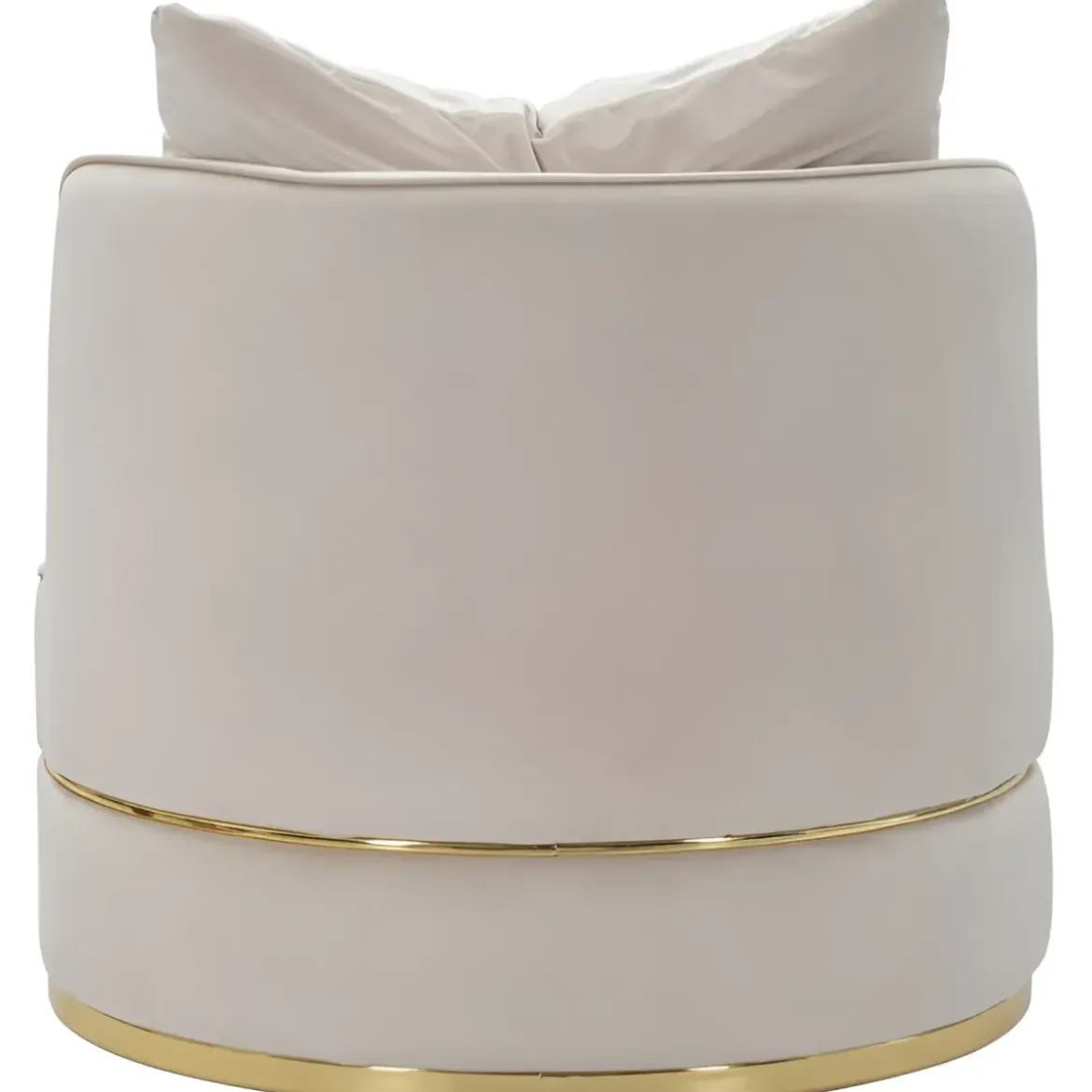 Poltrona Rotonda in Velluto Crema Finiture Oro Salotto Camera da Letto