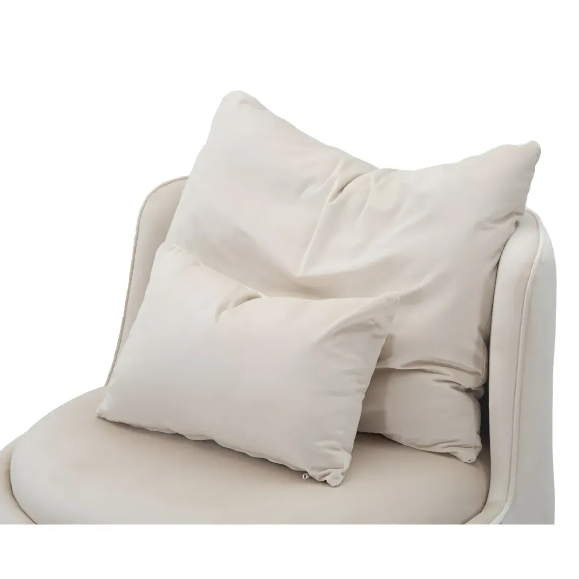 Poltrona Rotonda in Velluto Crema Finiture Oro Salotto Camera da Letto