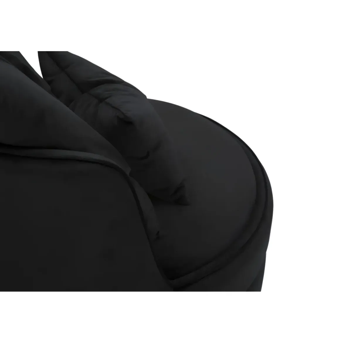 Poltrona Rotonda in Velluto Nero Finiture Oro Salotto Camera da Letto