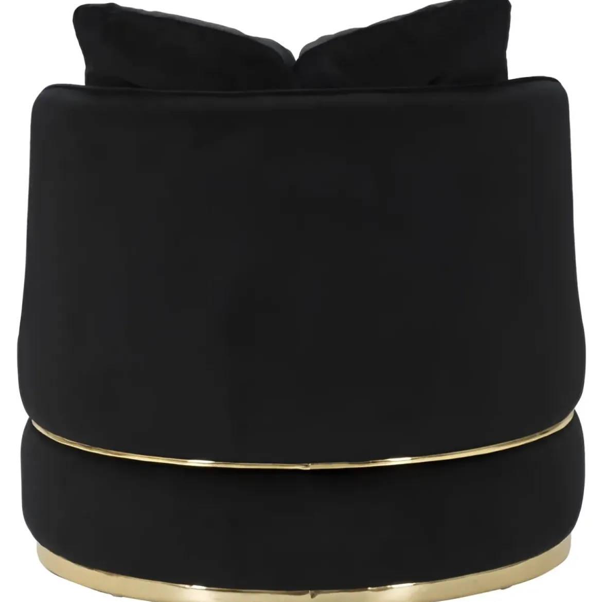 Poltrona Rotonda in Velluto Nero Finiture Oro Salotto Camera da Letto