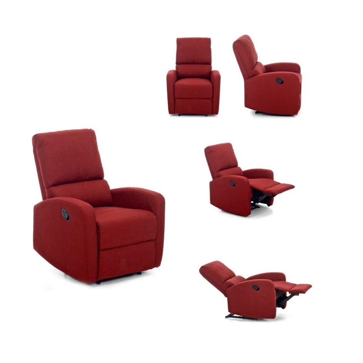 Poltrona Salotto Reclinabile Letto Fiorella Rosso Tessuto Recliner Manuale Casa