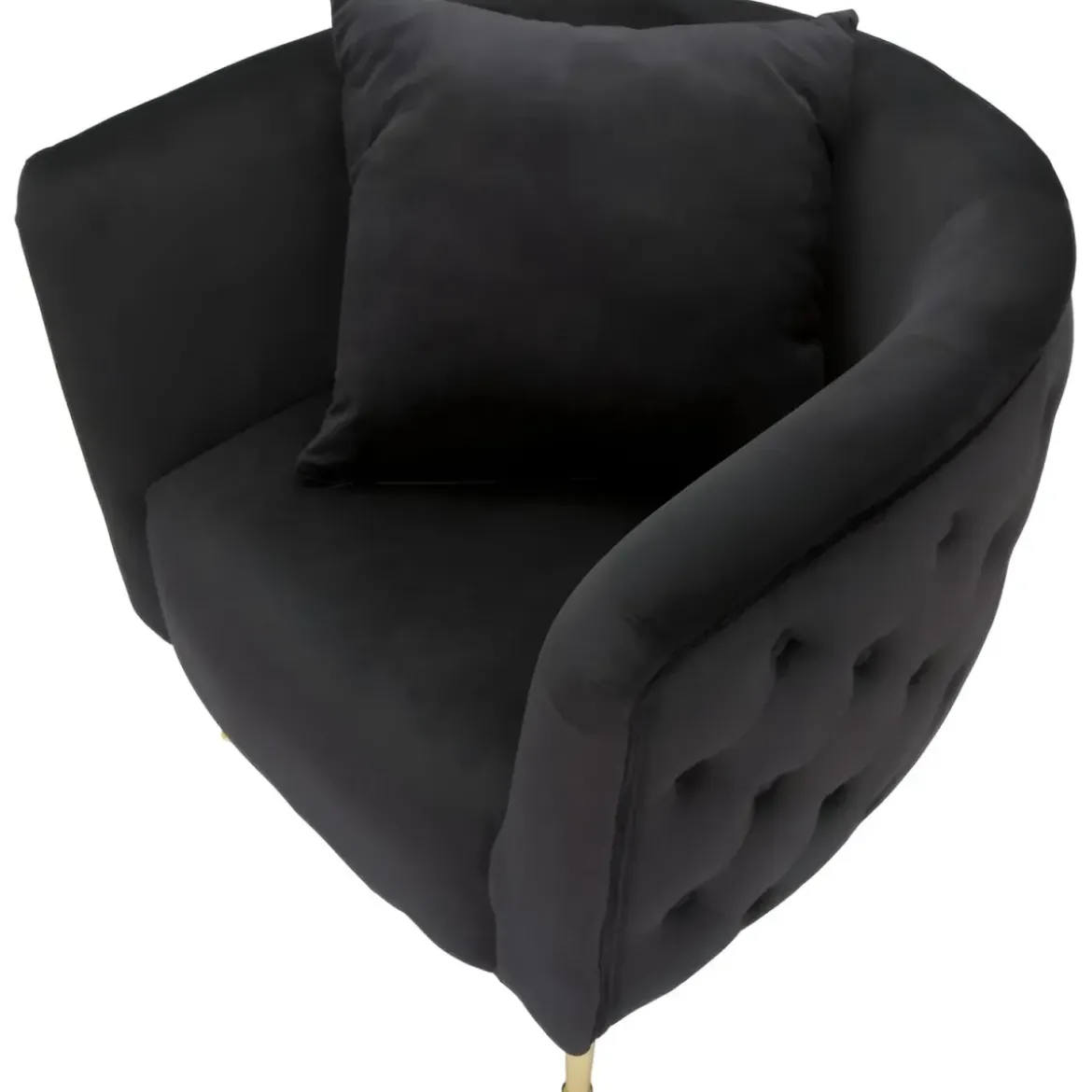 Poltrona Velluto Nero Struttura Metallo Dorato Salotto Camera da Letto