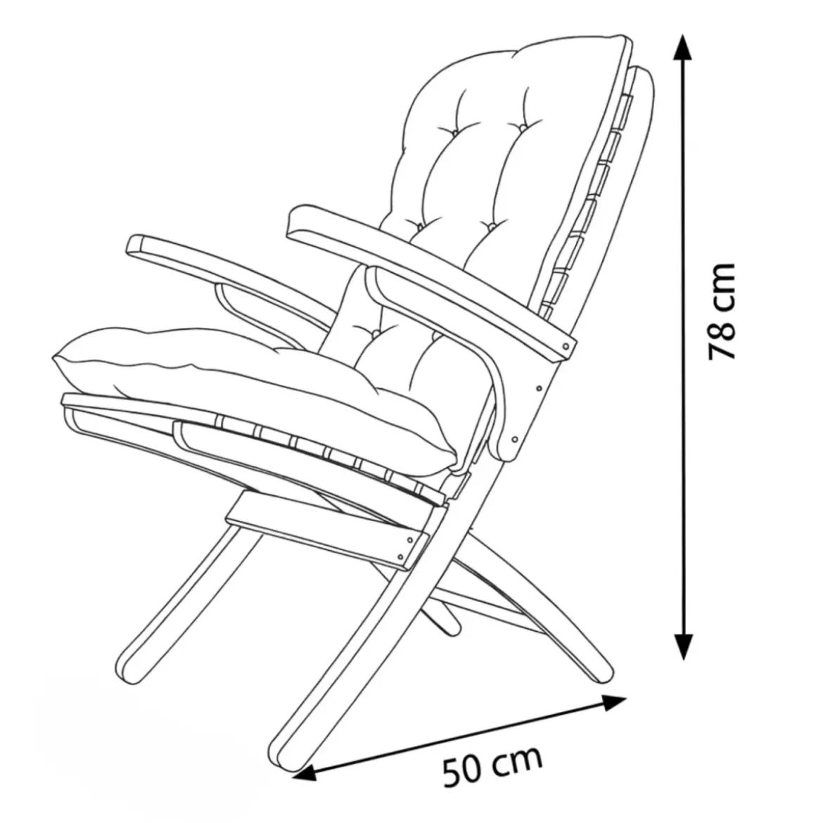 Poltroncina in Legno da Esterno con Cuscino Rimovibile Poltrona Giardino