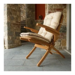 Poltroncina in Legno da Esterno con Cuscino Rimovibile Poltrona Giardino