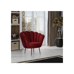 Poltroncina Poltrona a Conchiglia in Velluto Rosso da Ufficio Sala Sedia Moderna