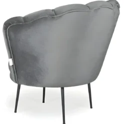 Poltroncina Poltrona a Conchiglia in Velluto Grigio da Ufficio Salotto Camera