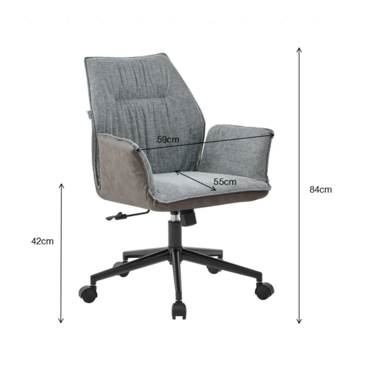 2 Poltrone da Ufficio Girevoli con rotelle Grigio e Marrone