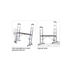 Ponteggio Mobile 2.9 m Scala Trabattello in Alluminio Ruote Facal Zoppo Edilizia