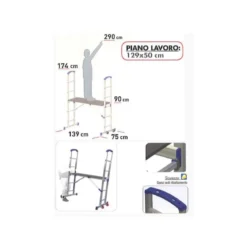 Ponteggio Mobile 2.9 m Scala Trabattello in Alluminio Ruote Facal Zoppo Edilizia
