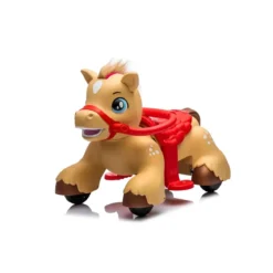 Pony Elettrico per Bambini Cavalcabile 12V Marrone con Suoni e Luci