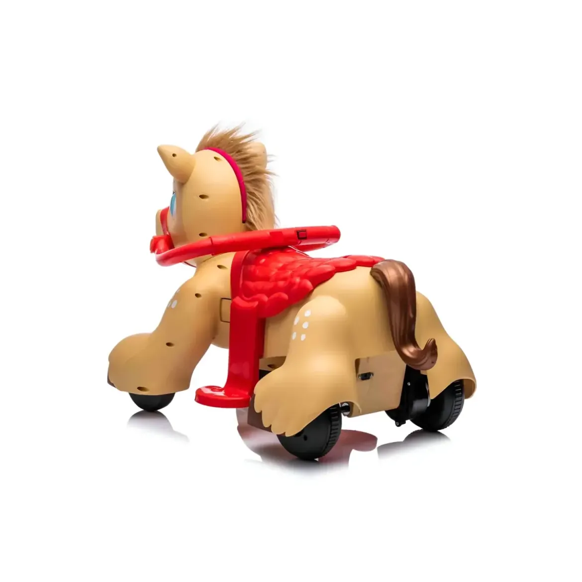 Pony Elettrico per Bambini Cavalcabile 12V Marrone con Suoni e Luci