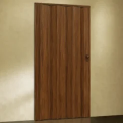 Porta a Soffietto Noce Venato Riducibile con Serratura a Chiave 84x215 cm