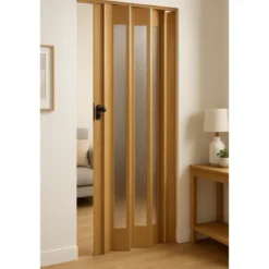Porta a Soffietto Royal Noce 85x214H cm Inserti PS Motivo ad Onda
