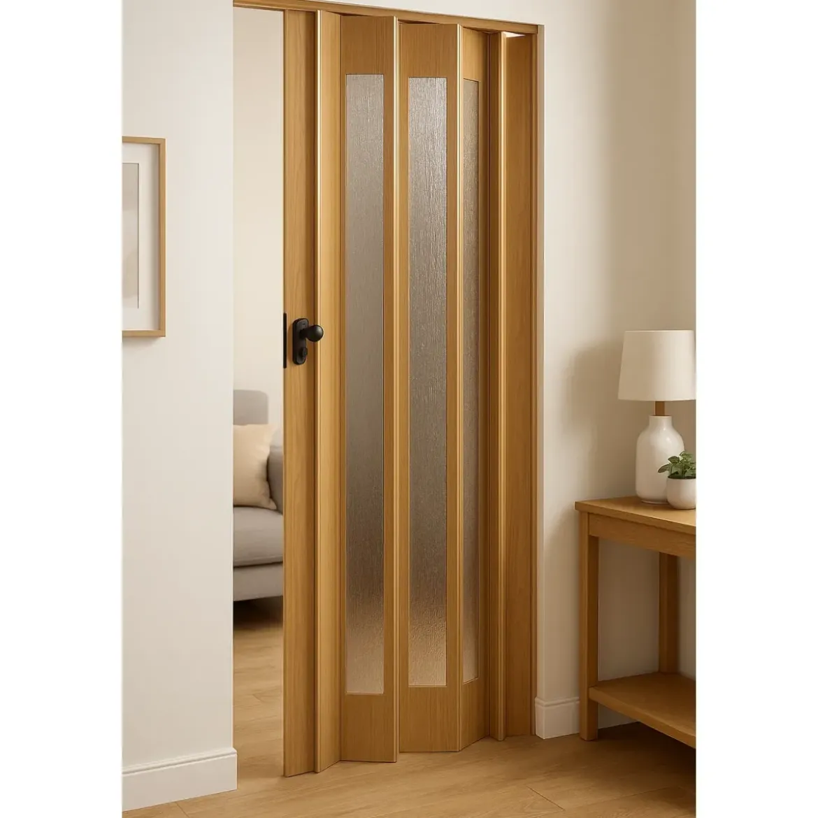 Porta a Soffietto Royal Noce 85x214H cm Inserti PS Motivo ad Onda
