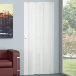 Porta a Soffietto Salvaspazio Riducibile Bianco con Serratura a Chiave