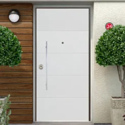 Porta Blindata Bianca per Esterno con Pannello in Vetroresina