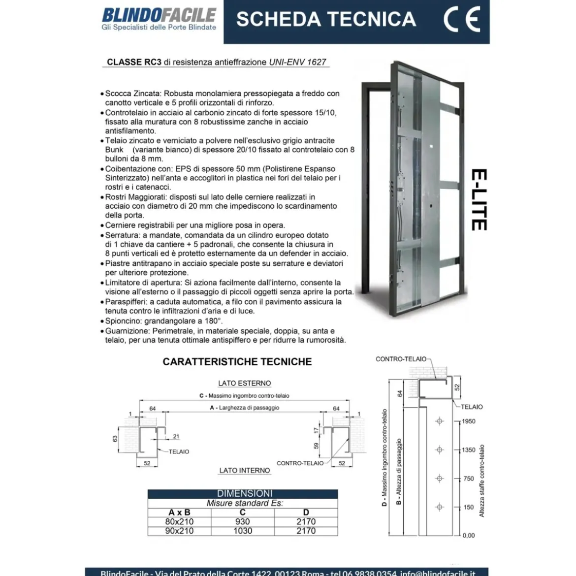 Porta Blindata Bianca per Esterno con Pannello in Vetroresina