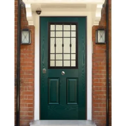 Porta Blindata Classica con Vetro per Esterno Portoncino Blindato Vetrato Verde