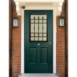 Porta Blindata Classica con Vetro per Esterno Portoncino Blindato Vetrato Verde