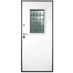 Porta Blindata con Vetro Antisfondamento e Grata per Esterno Portone Verde